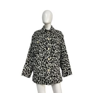 Isabel Marant 'Odelino' Black Wool Leopard-Print Jacket Size 34